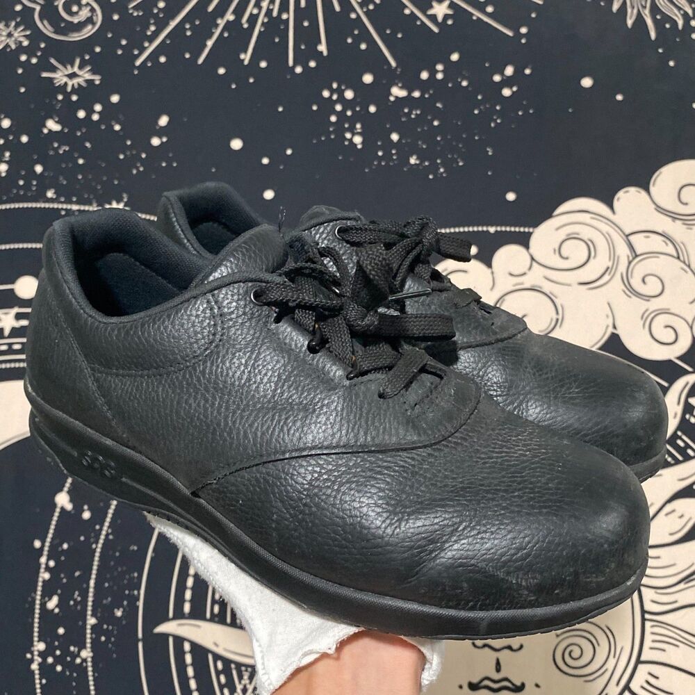 SAS Liberty 2542753 Sneaker Shoes Women's 8 Black Leather Round Toe Lace-Up